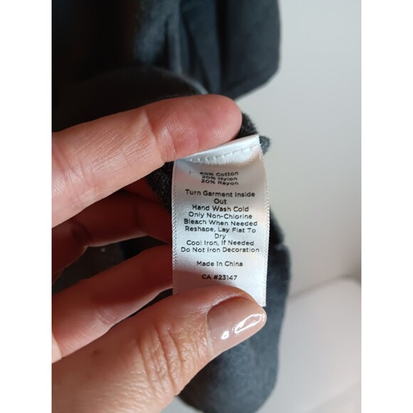 Talbots Knit Top Sequin Neckline Dark Grey Sz Medium - Picture 4 of 5